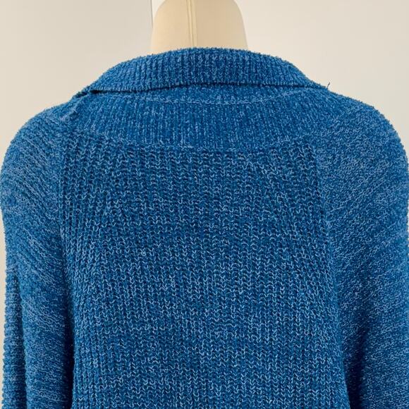 Free People Edessa Off-The-Shoulder Sweater Pullover Blue Size XS Oversized - Picture 6 of 9